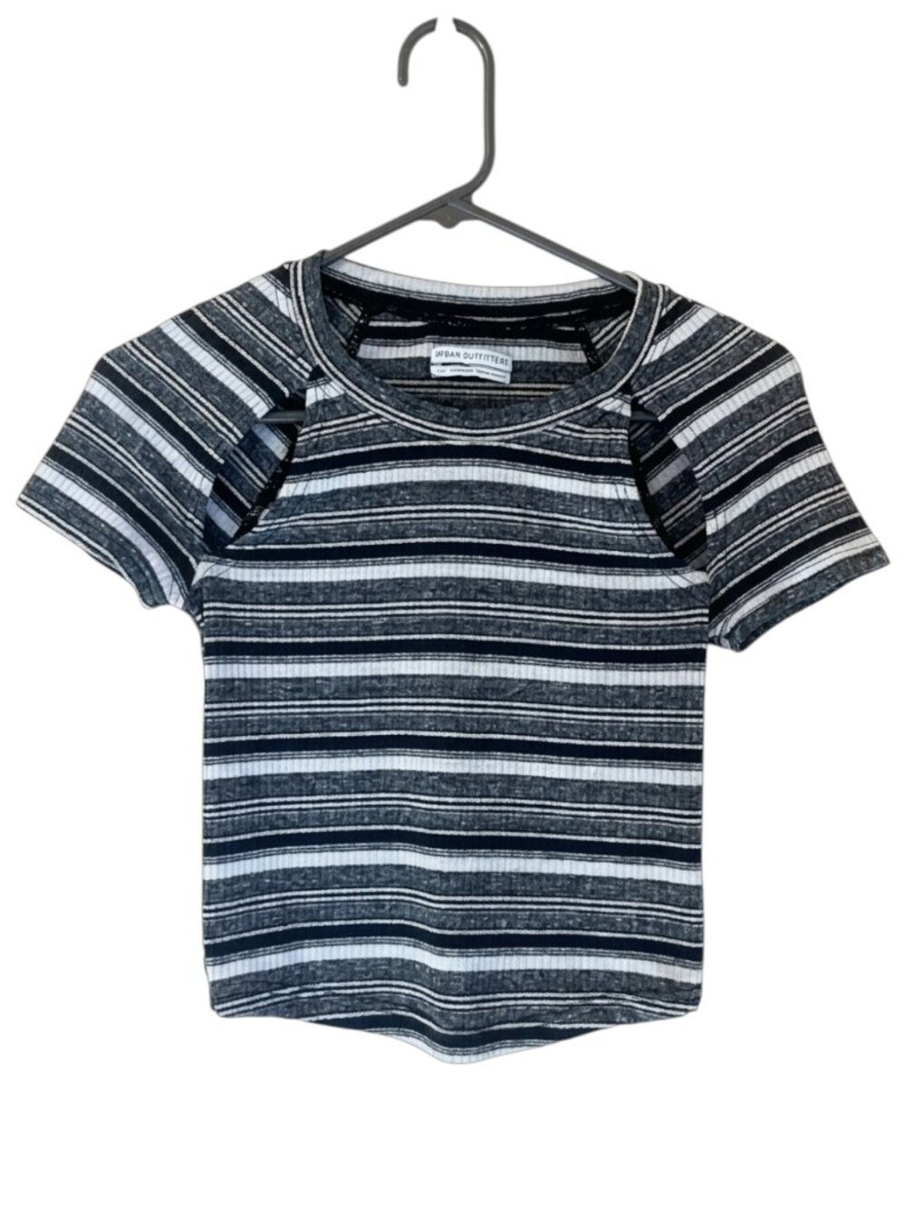 URBAN OUTFITTERS Zoe Cutout Striped Ribbed Baby Tee - Size Small